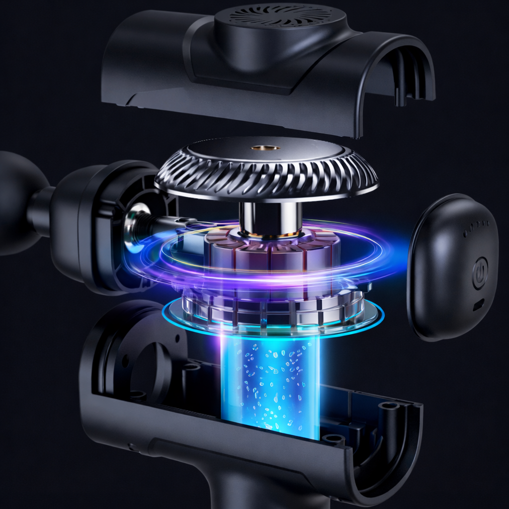 Mini pistolet de massage – 6 vitesses, 8 embouts, rechargeable