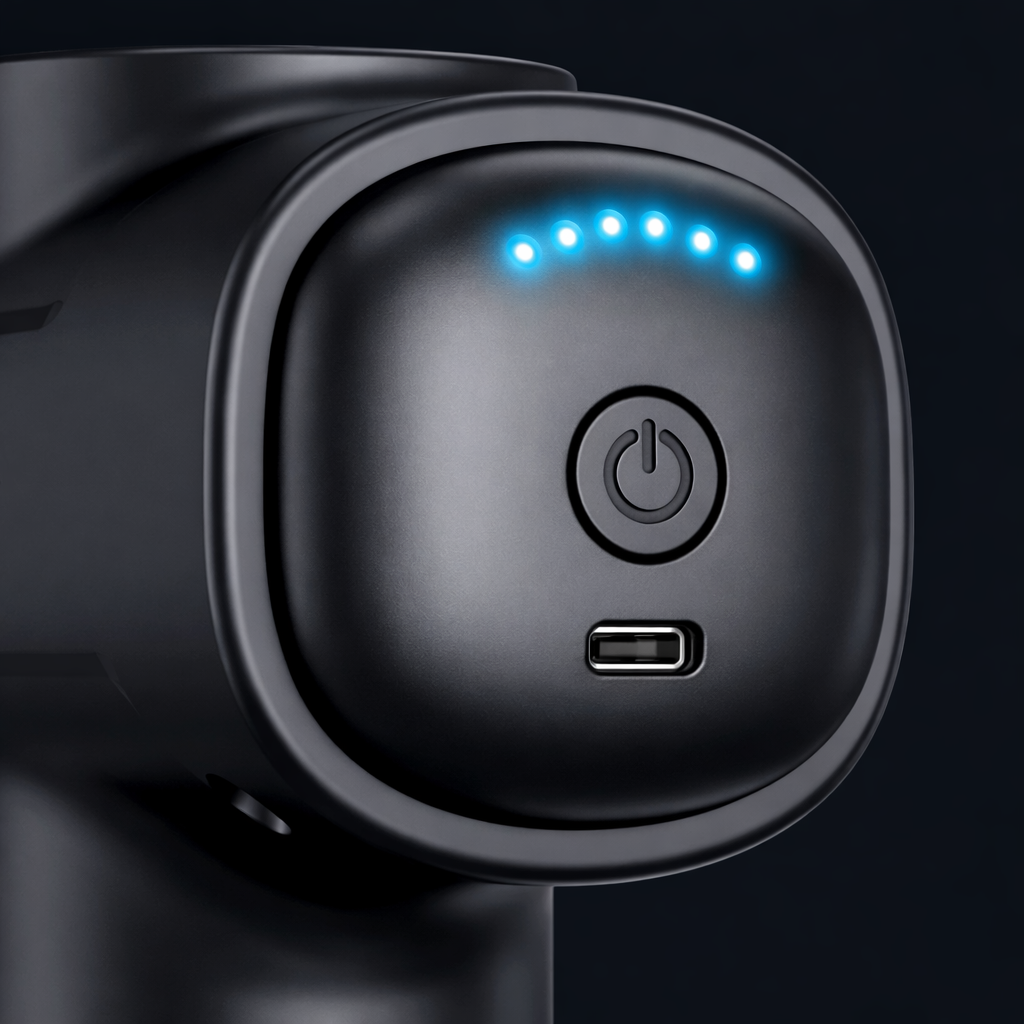 Mini pistolet de massage – 6 vitesses, 8 embouts, rechargeable