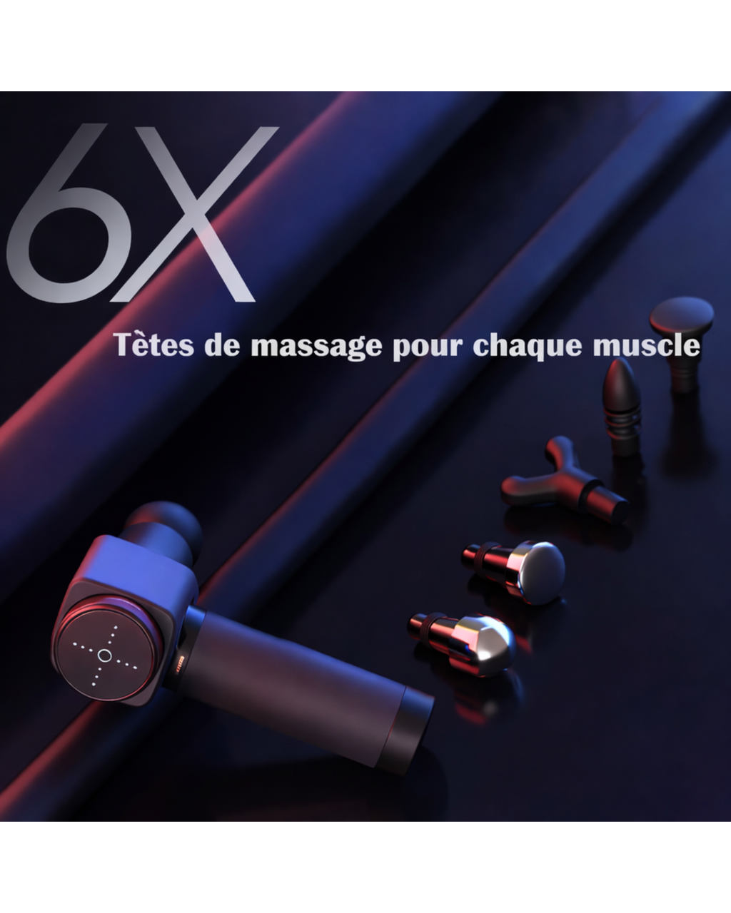 Pistolet de massage silencieux – 6 vitesses & grande autonomie